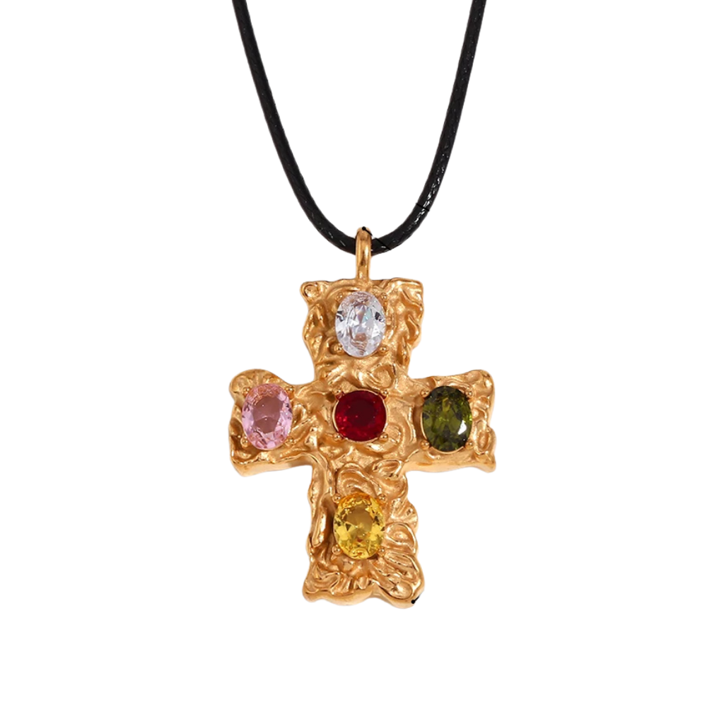 Collier Cordon et Croix Texturée