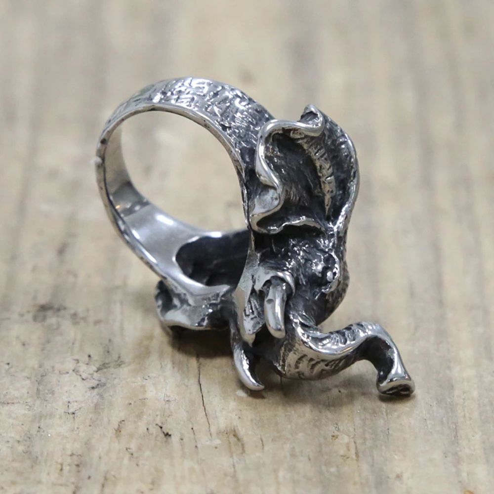 Chevalière Tête Éléphant Homme anneau