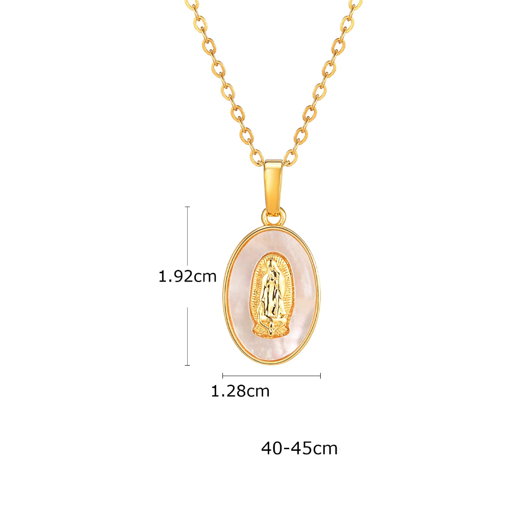 Collier Vierge Marie Blanc or
