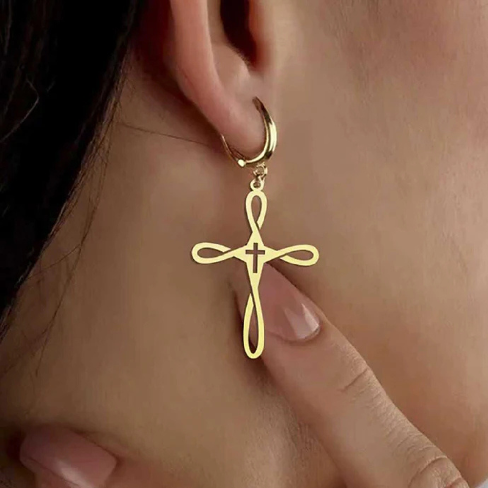 Boucles d'Oreilles Croix Infini