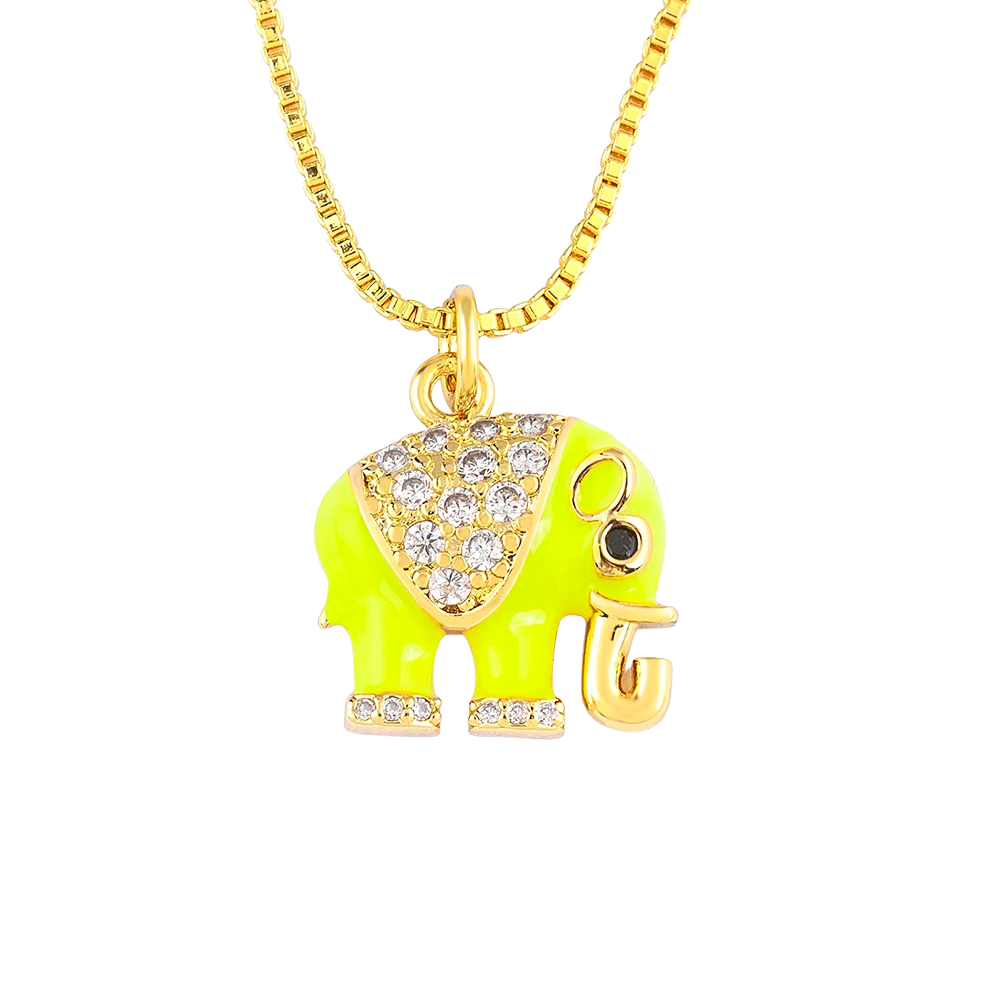 Collier Éléphant jaune