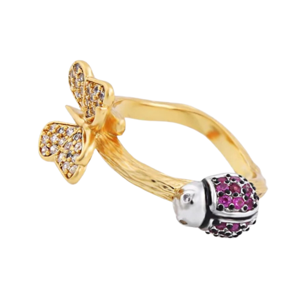 Bague Papillon et Coccinelle