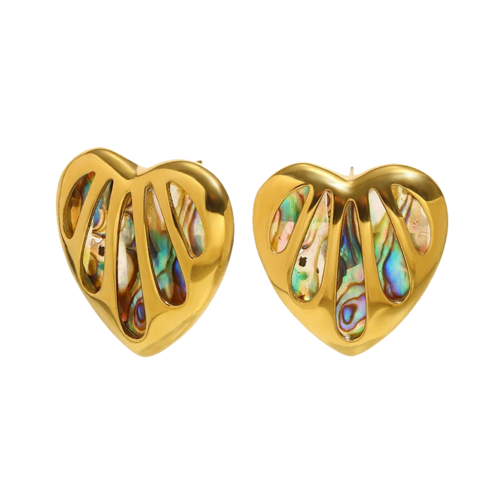 Boucles d'Oreilles Coeur Nacre Multicolore