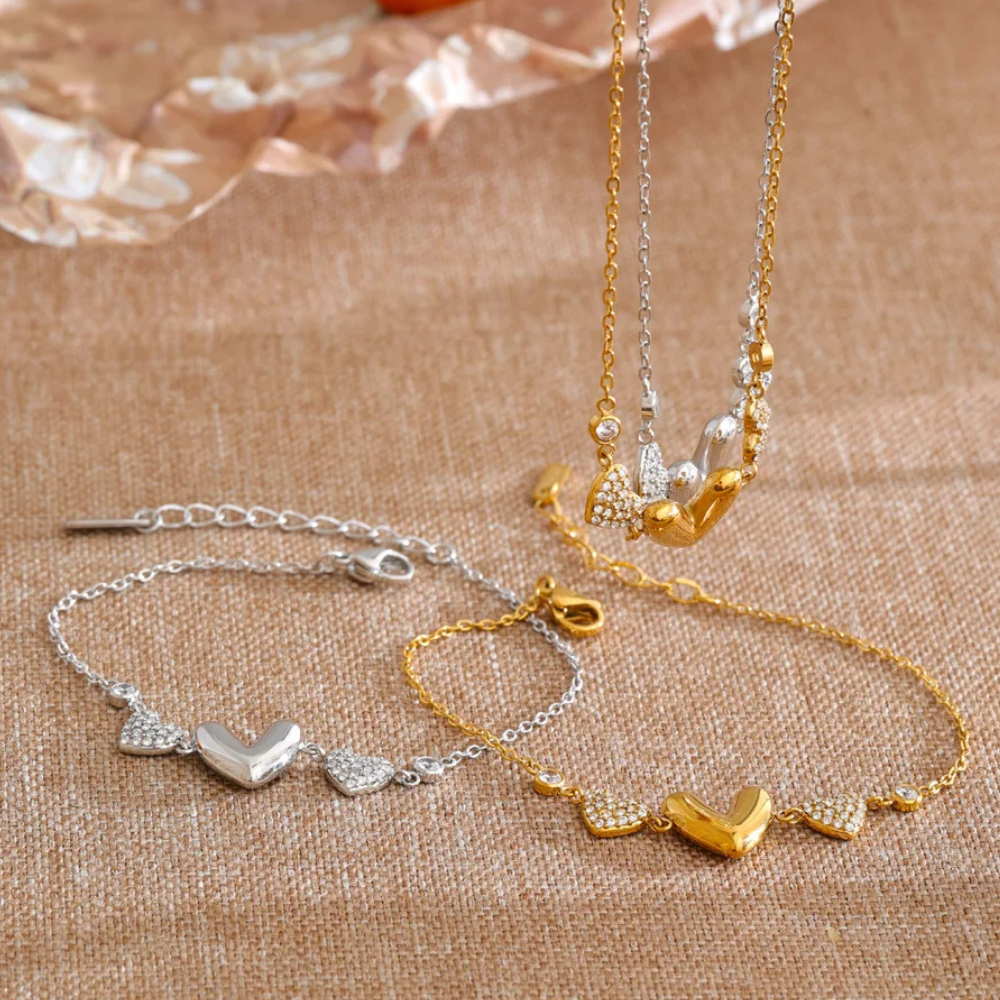 Bracelet Triple Coeur or