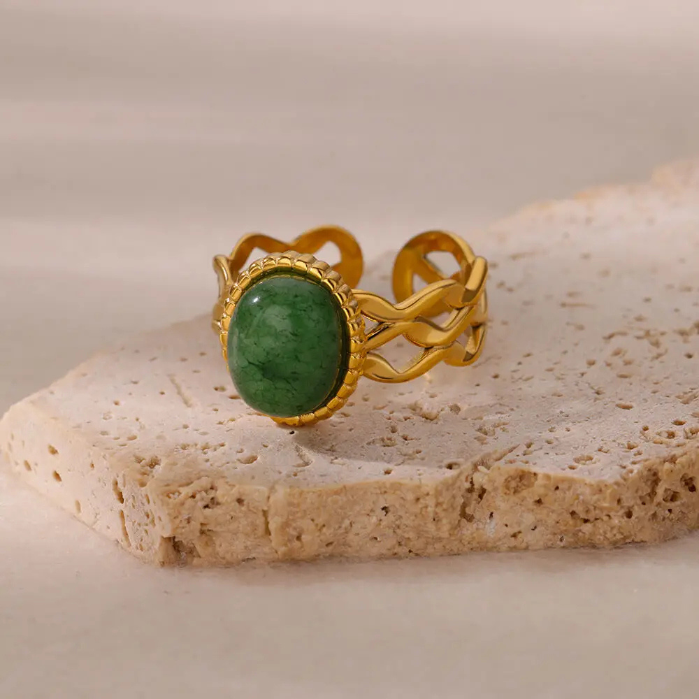 Bague Fantaisie Pierre Verte or