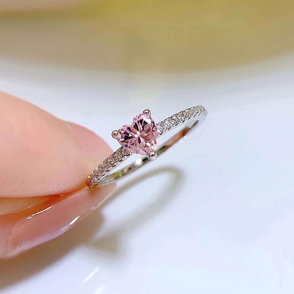 Bague solitaire Cœur Rose