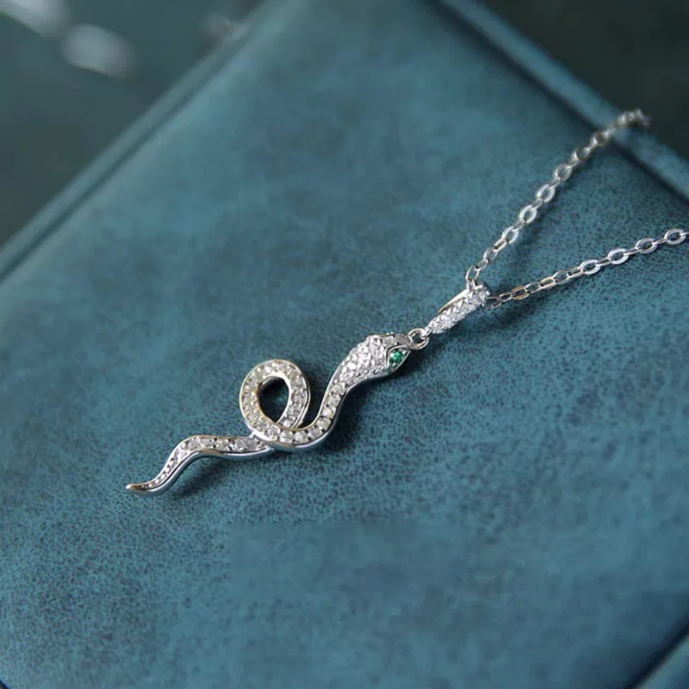 Collier Serpent Strass Argent femme