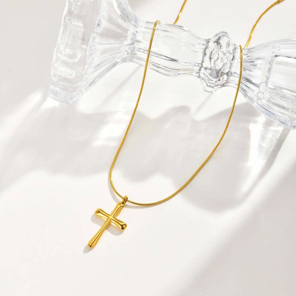 Collier Croix Élégant Femme pendentif or