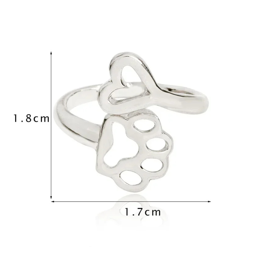 Bague Patte Chien Coeur acier