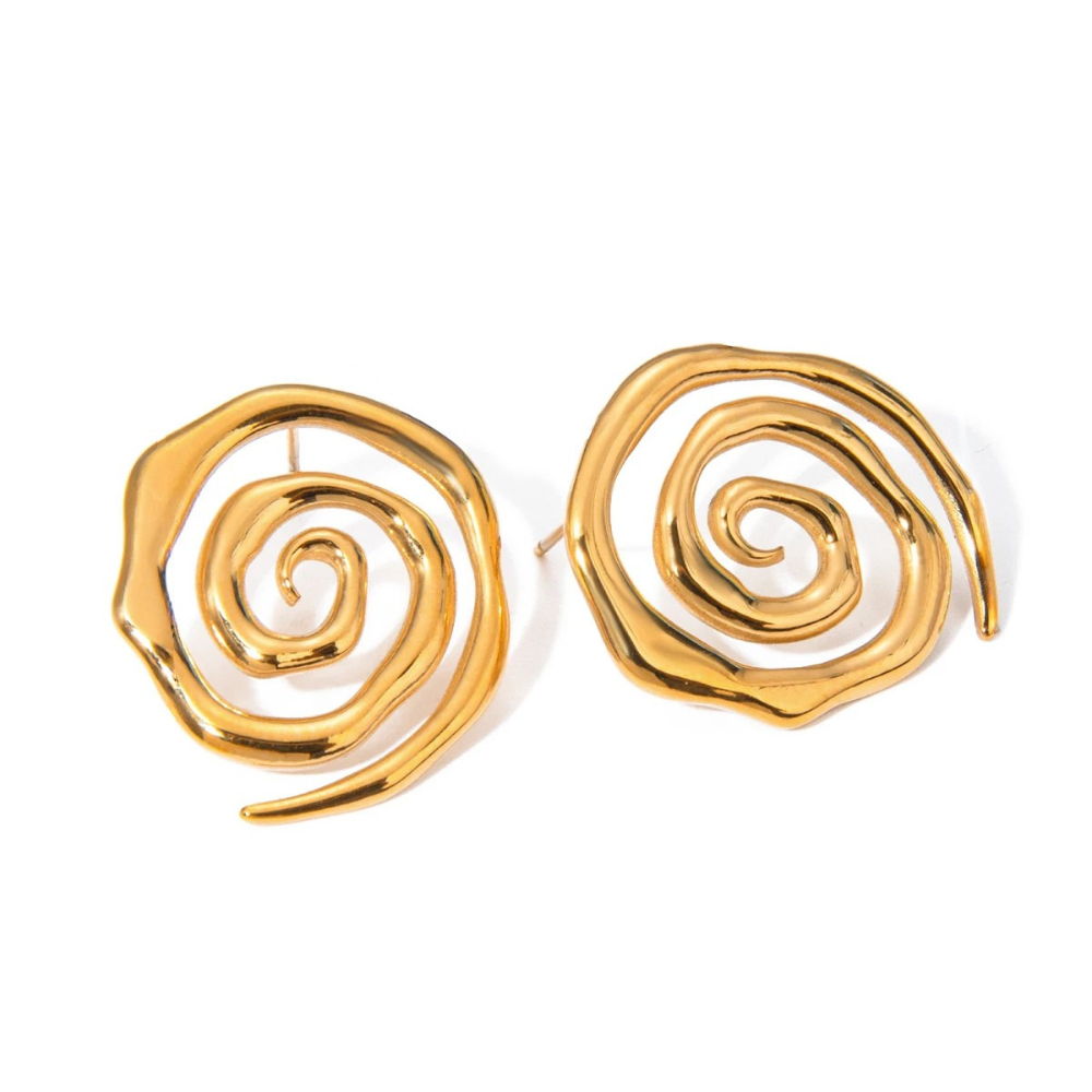 Boucles d'Oreilles Spirale Dorée