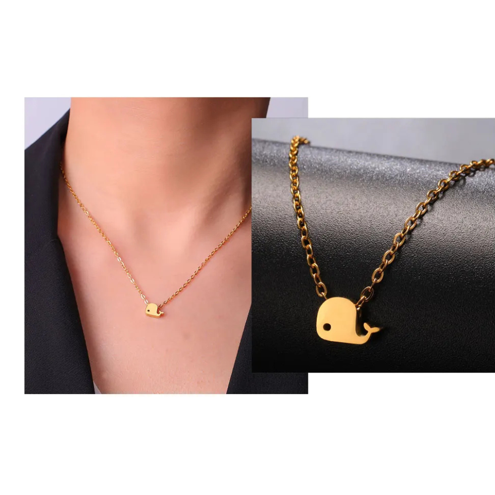 Collier Baleine Femme or