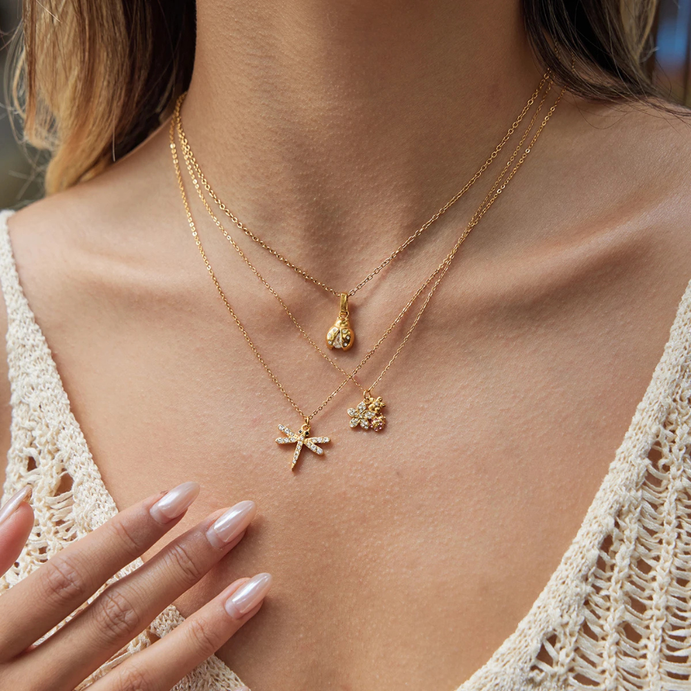 Collier Coccinelle Or acier