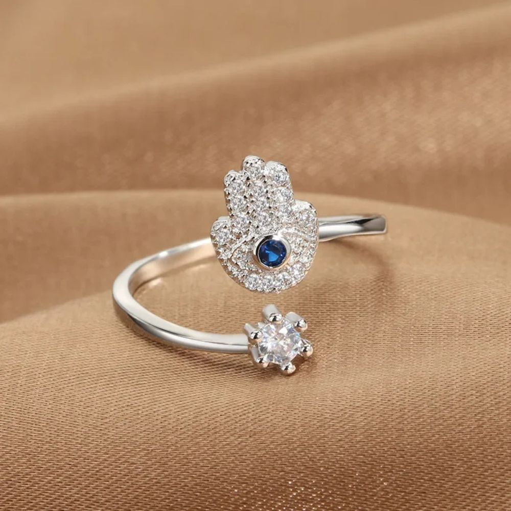 Bague Main de Fatma Diamant acier