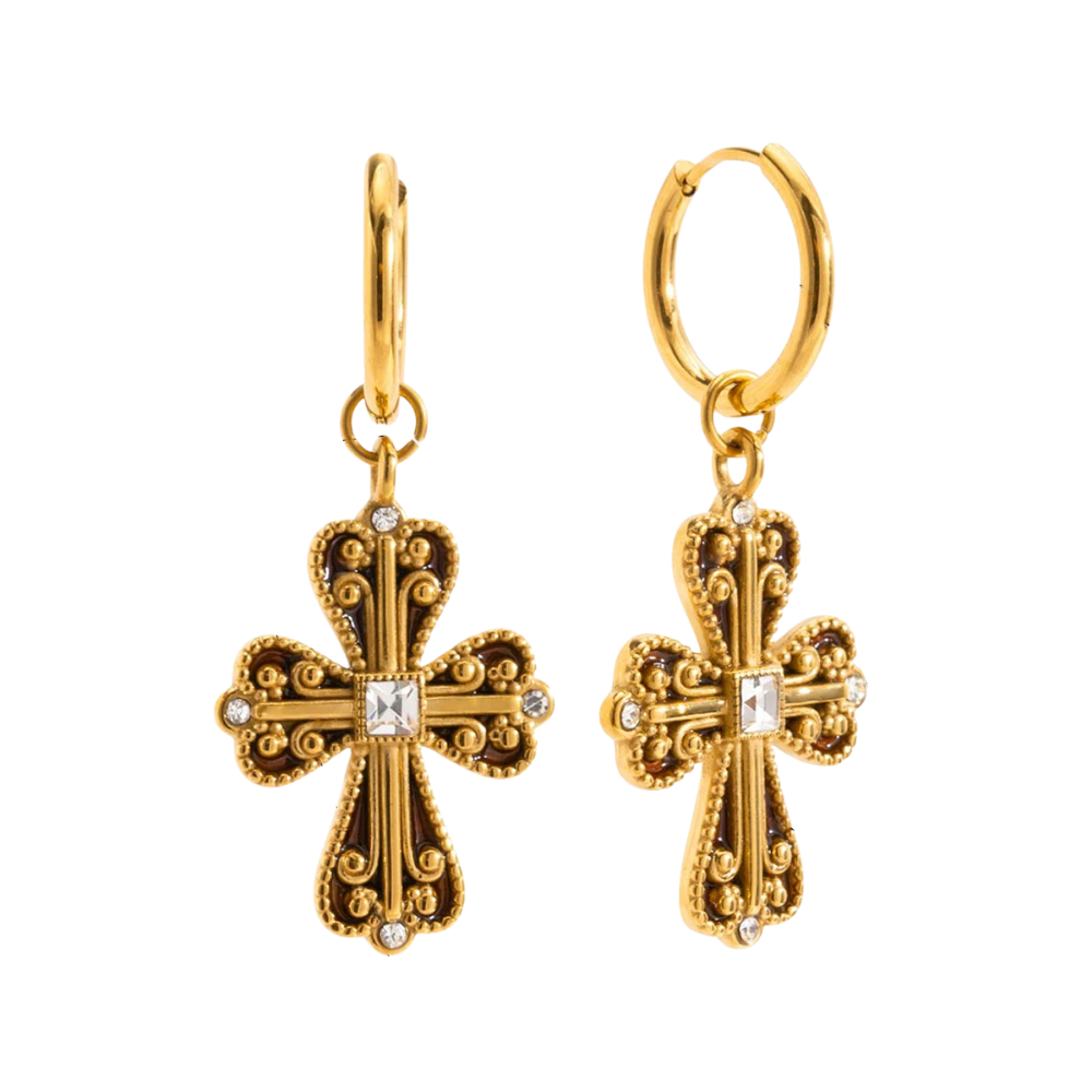 Boucles d'Oreilles Croix Vintage