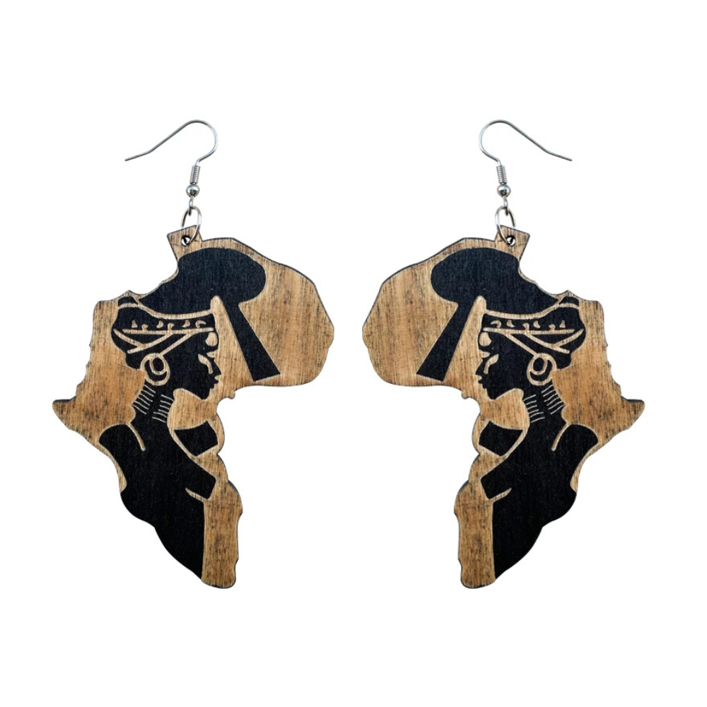 Boucles d'Oreilles Afrique en Bois