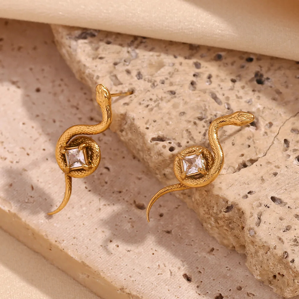 Boucles d'Oreilles Serpent Diamant or