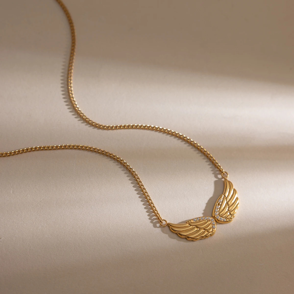 Collier Ailes Strass Femme doré