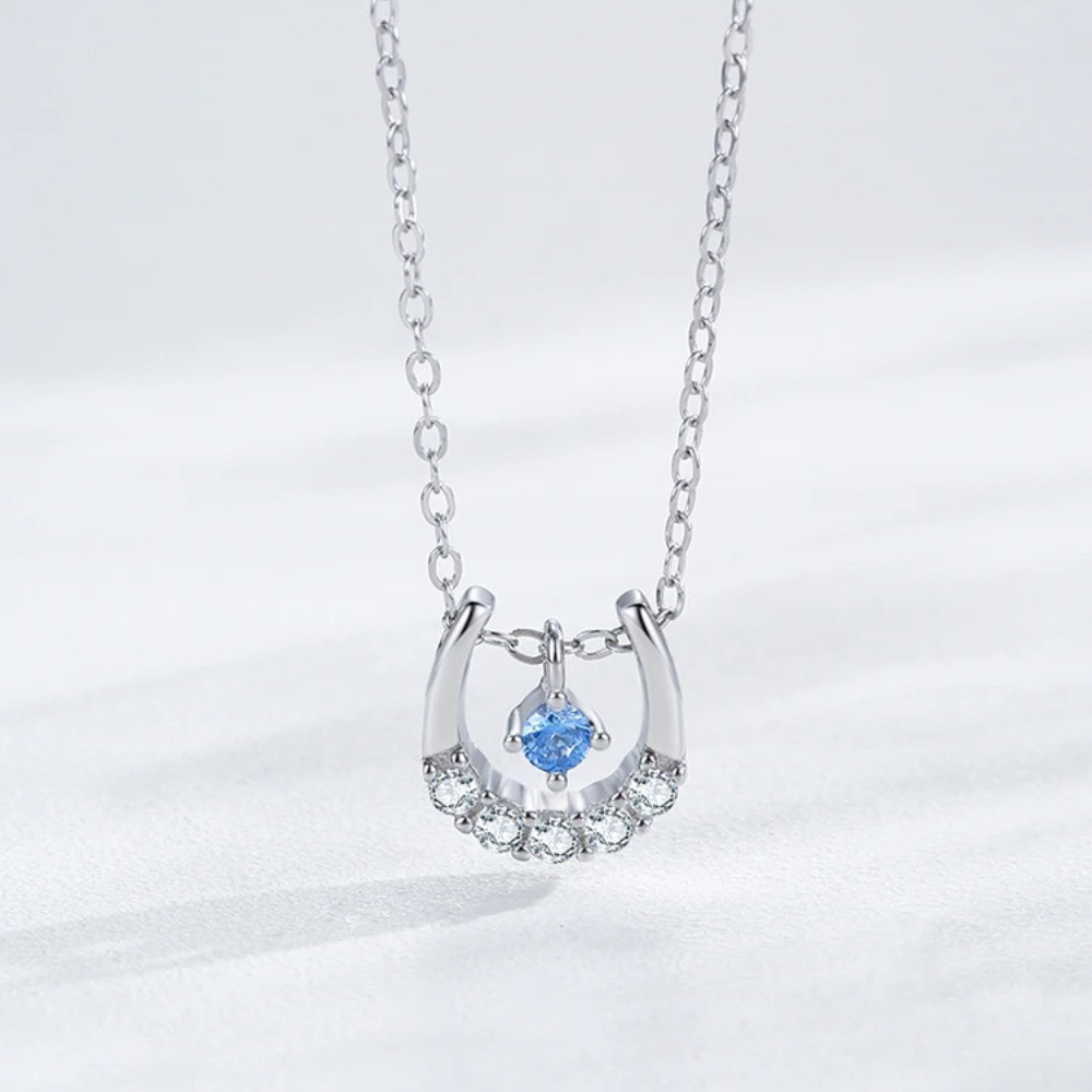 Collier Fer à Cheval Diamant bleu