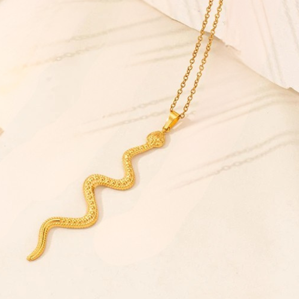 Collier Long Serpent doré