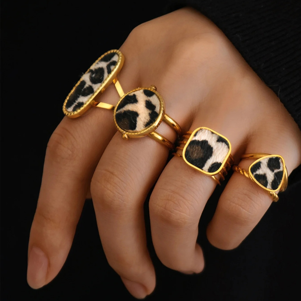 Bague Poil Léopard doré