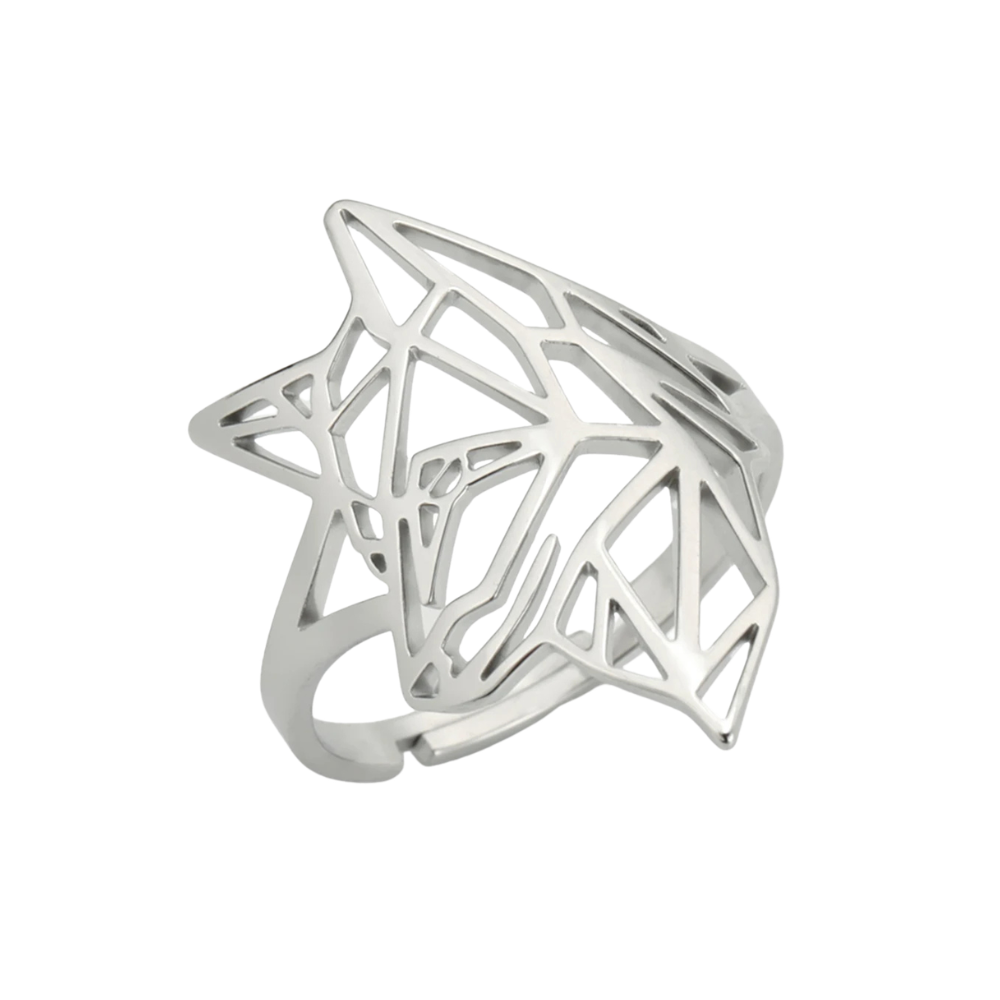 Bague Loup Acier Inoxydable argent