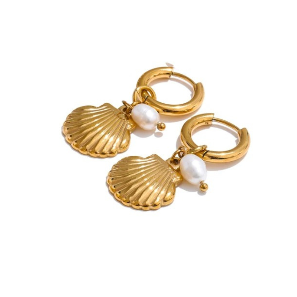 Boucles d'Oreilles Breloque Coquillage doré