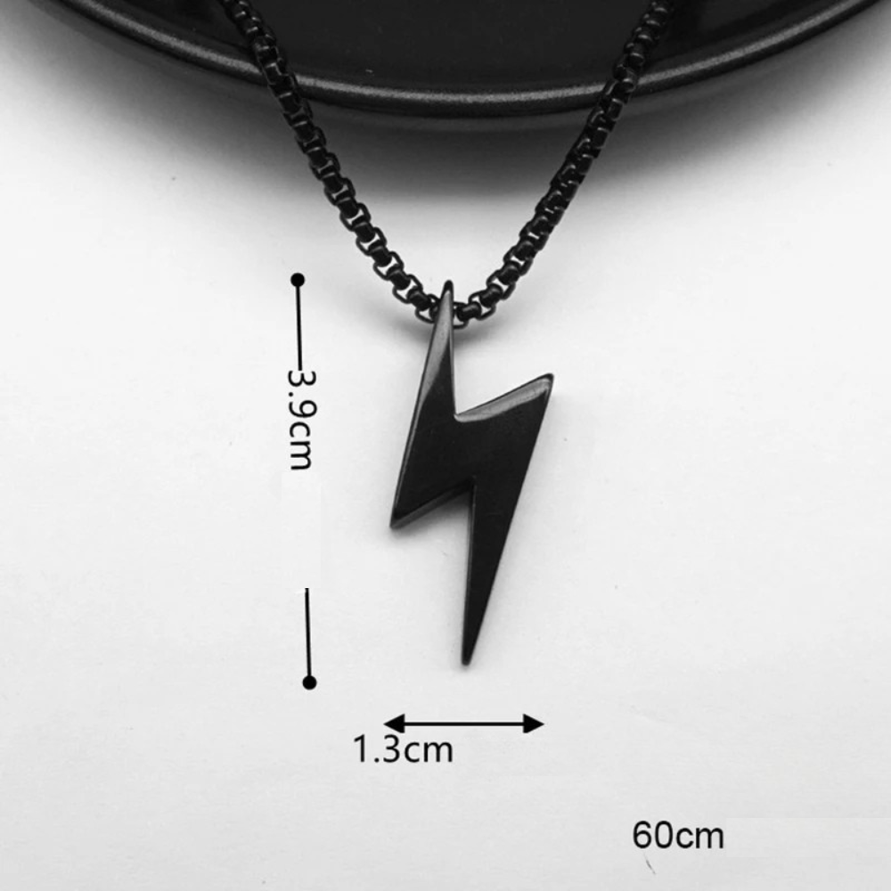 Collier Pendentif Éclair noir