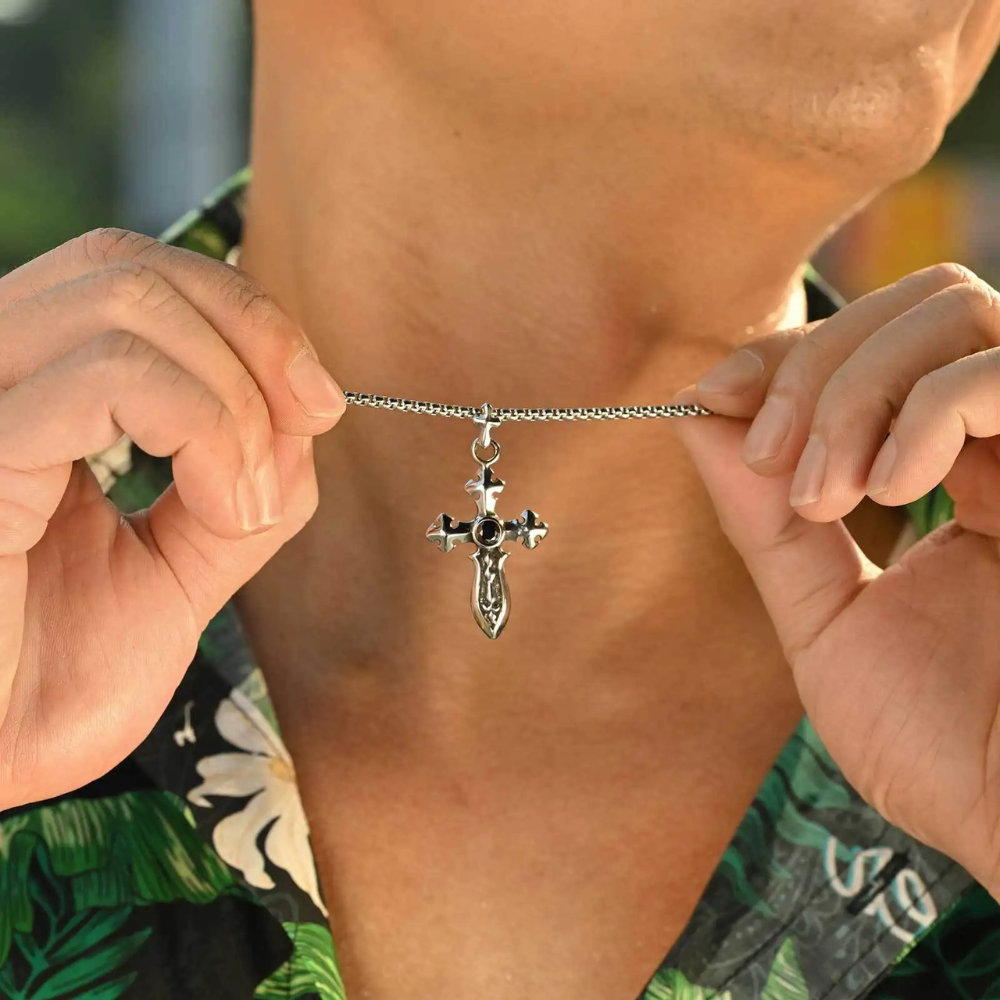 Collier Croix Médiévale Homme argent