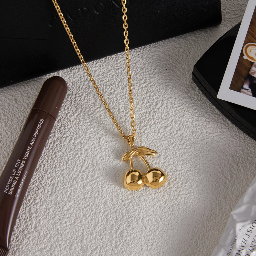 Collier Cerise Or Femme doré