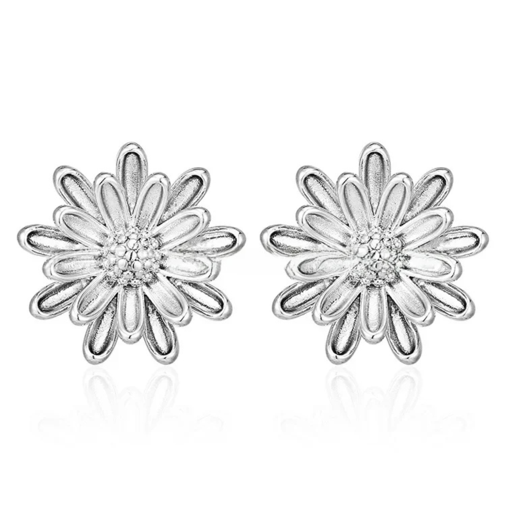Boucles d'Oreilles Fleur Soleil argent