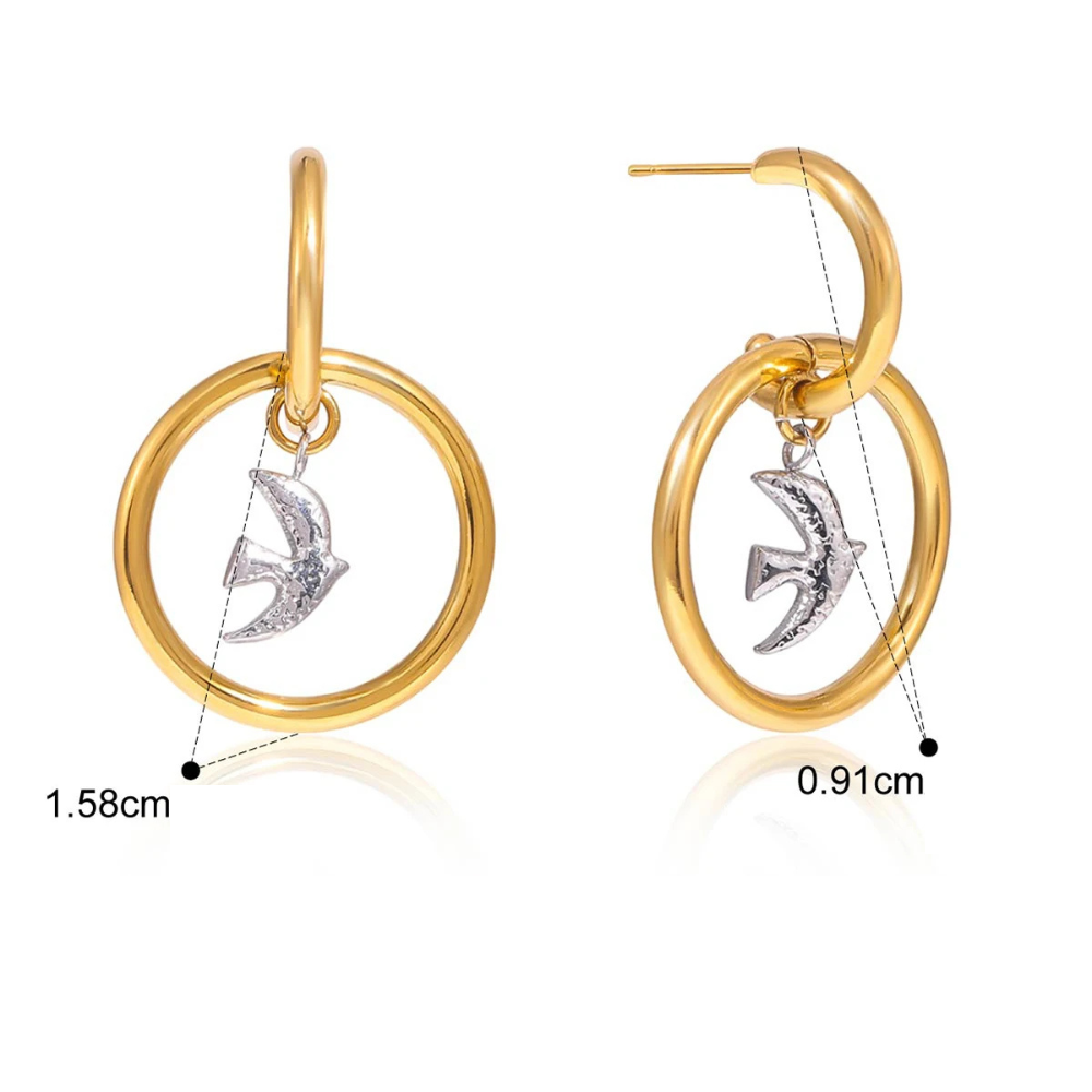Boucles d'Oreilles Oiseau or argent