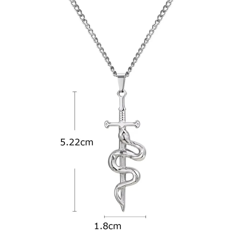 Collier Épée Serpent acier