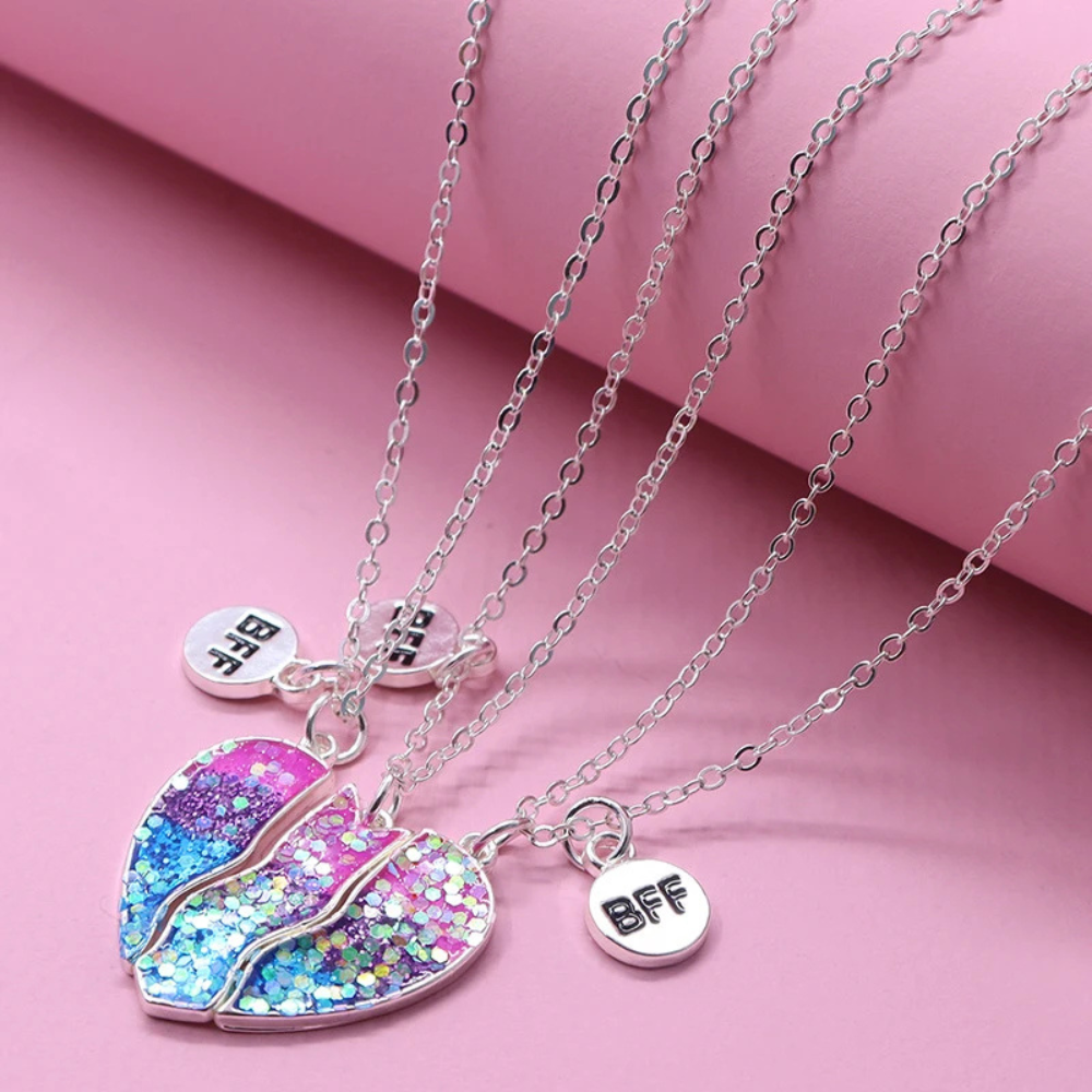 Collier bff coeur paillette