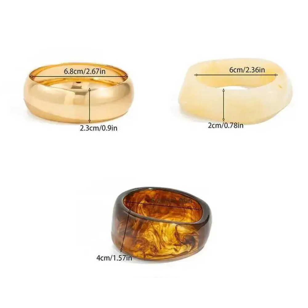 Set 3 Bracelets Manchettes jonc