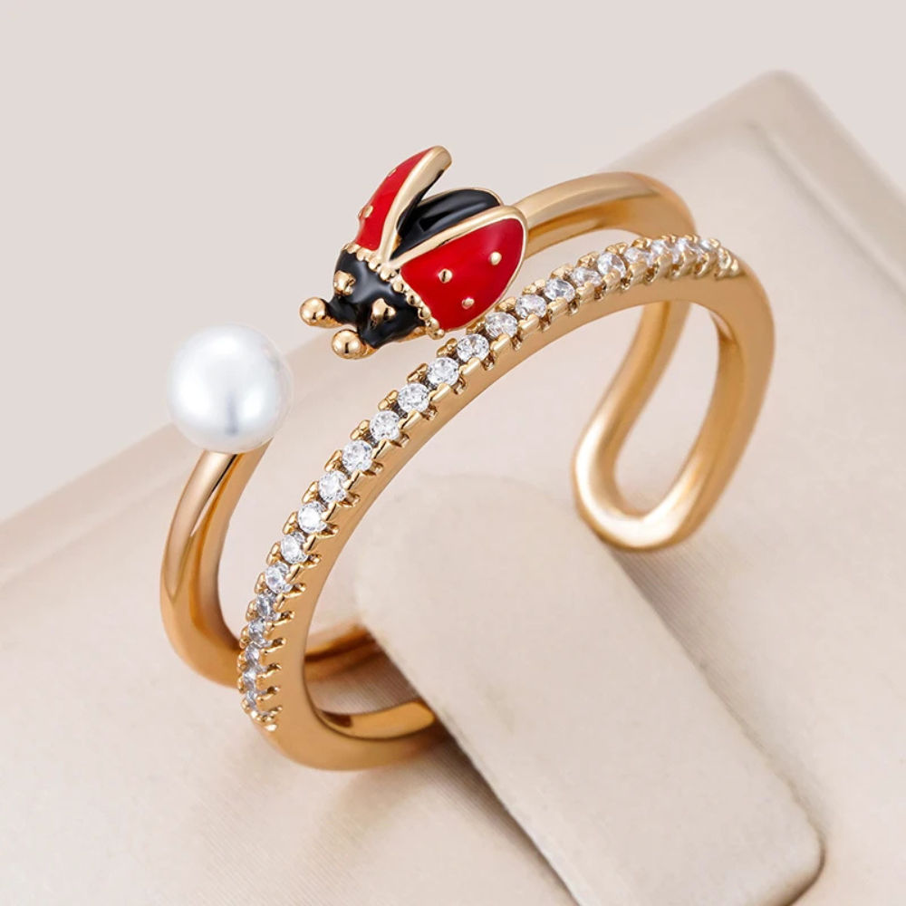 Bague Coccinelle Perle blanche