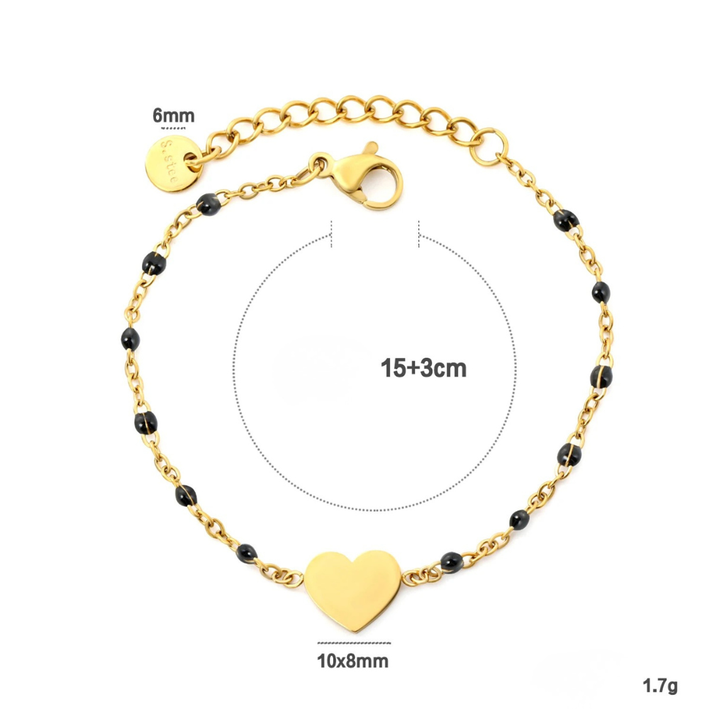 Bracelet Cœur noir et or