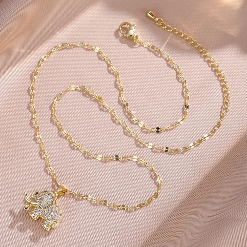 Collier Éléphant Strass doré