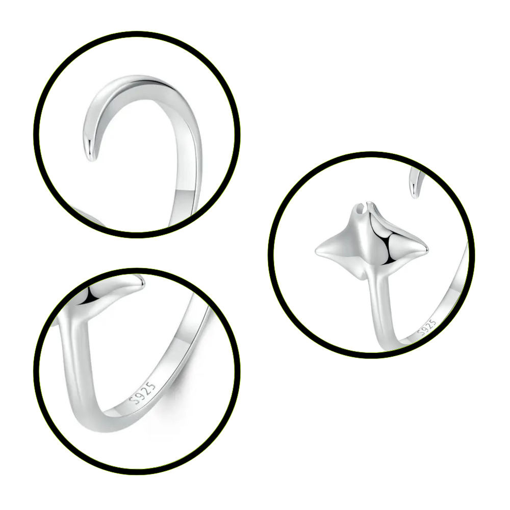 Bague Raie Manta Argent
