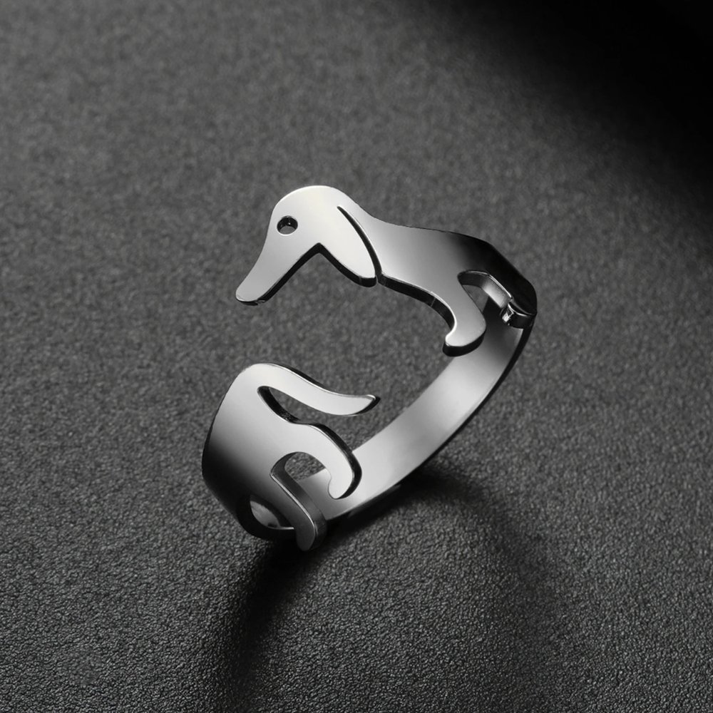 Bague Chien Ajustable argenté 