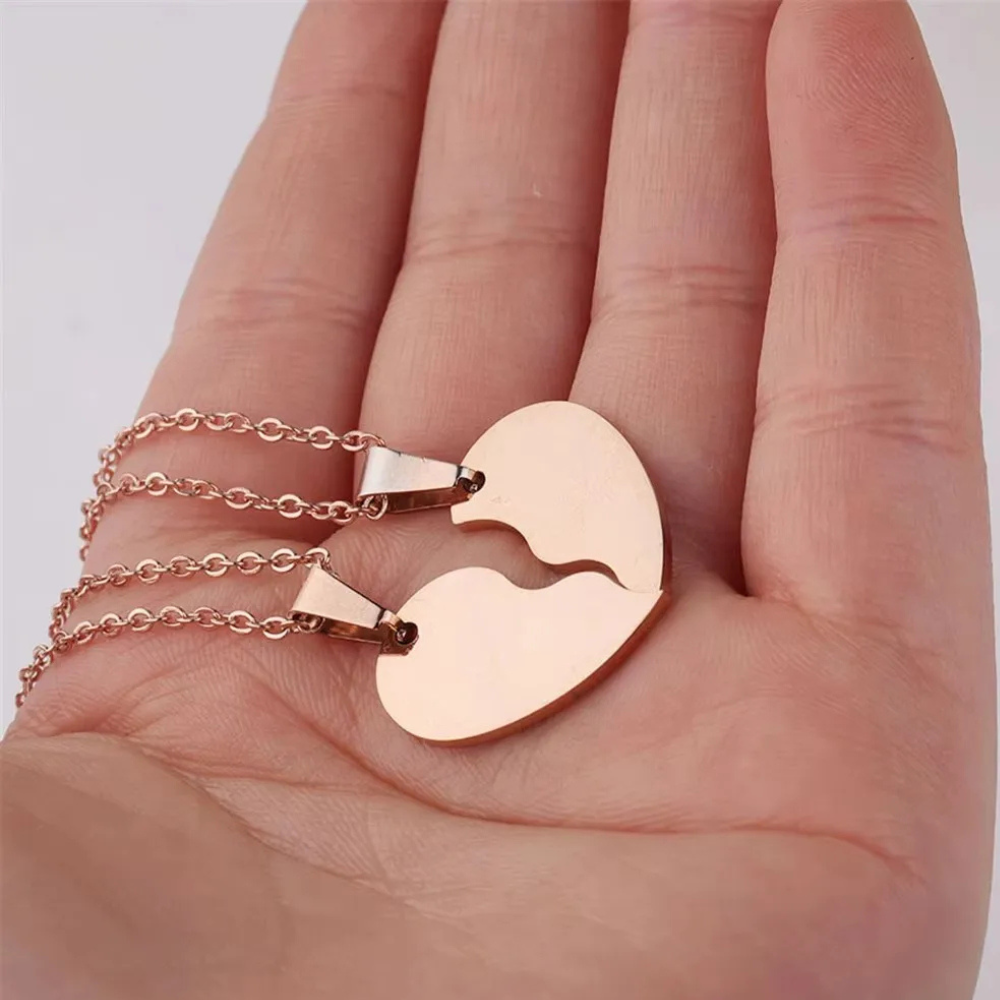 Collier Moitié Coeur rose