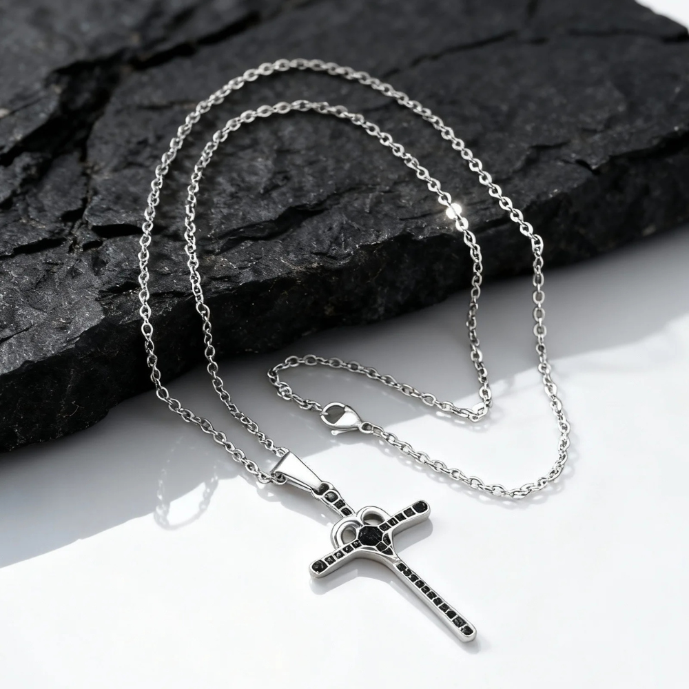 Collier pendentif Croix Acier inox Homme