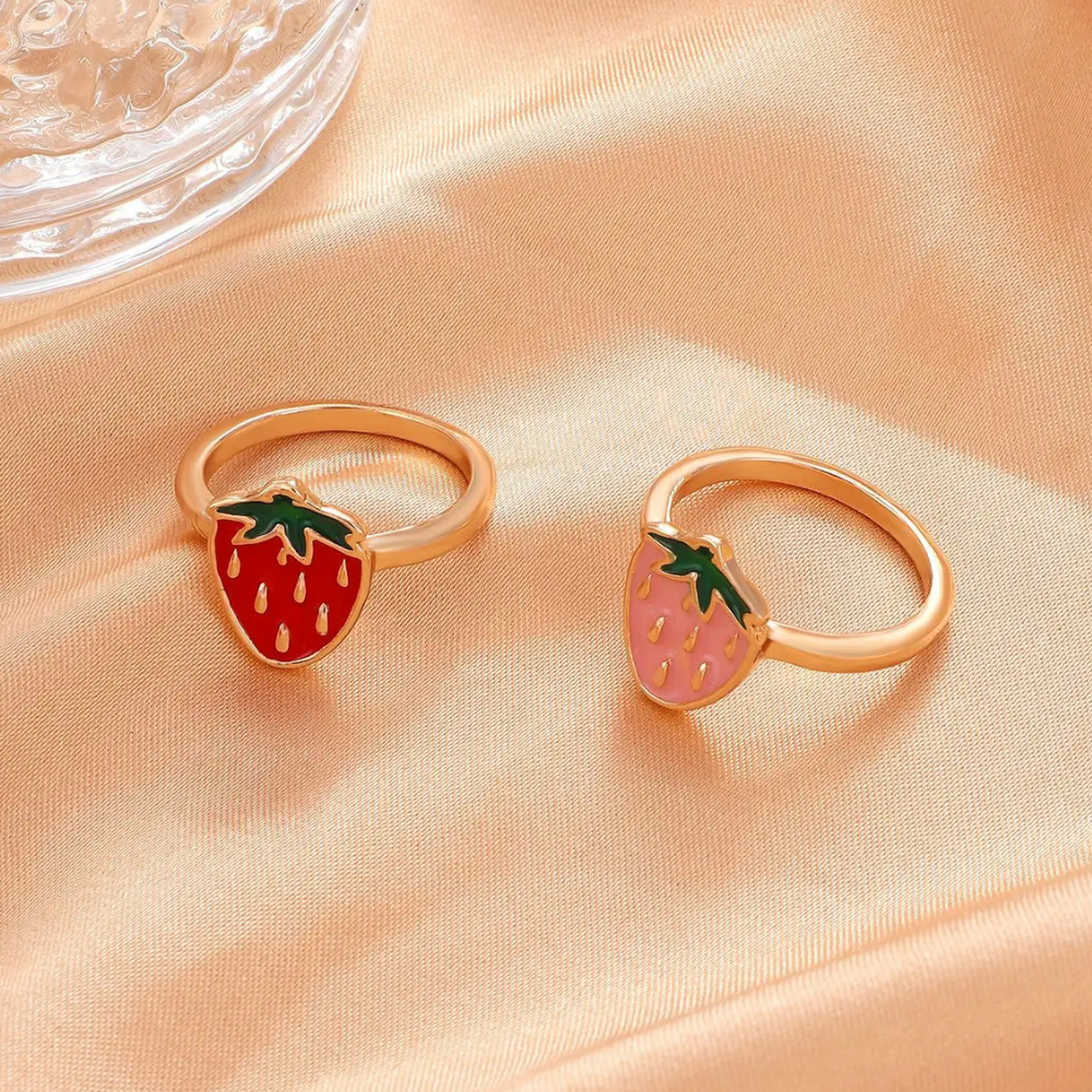 Bague Fraise Rose et or