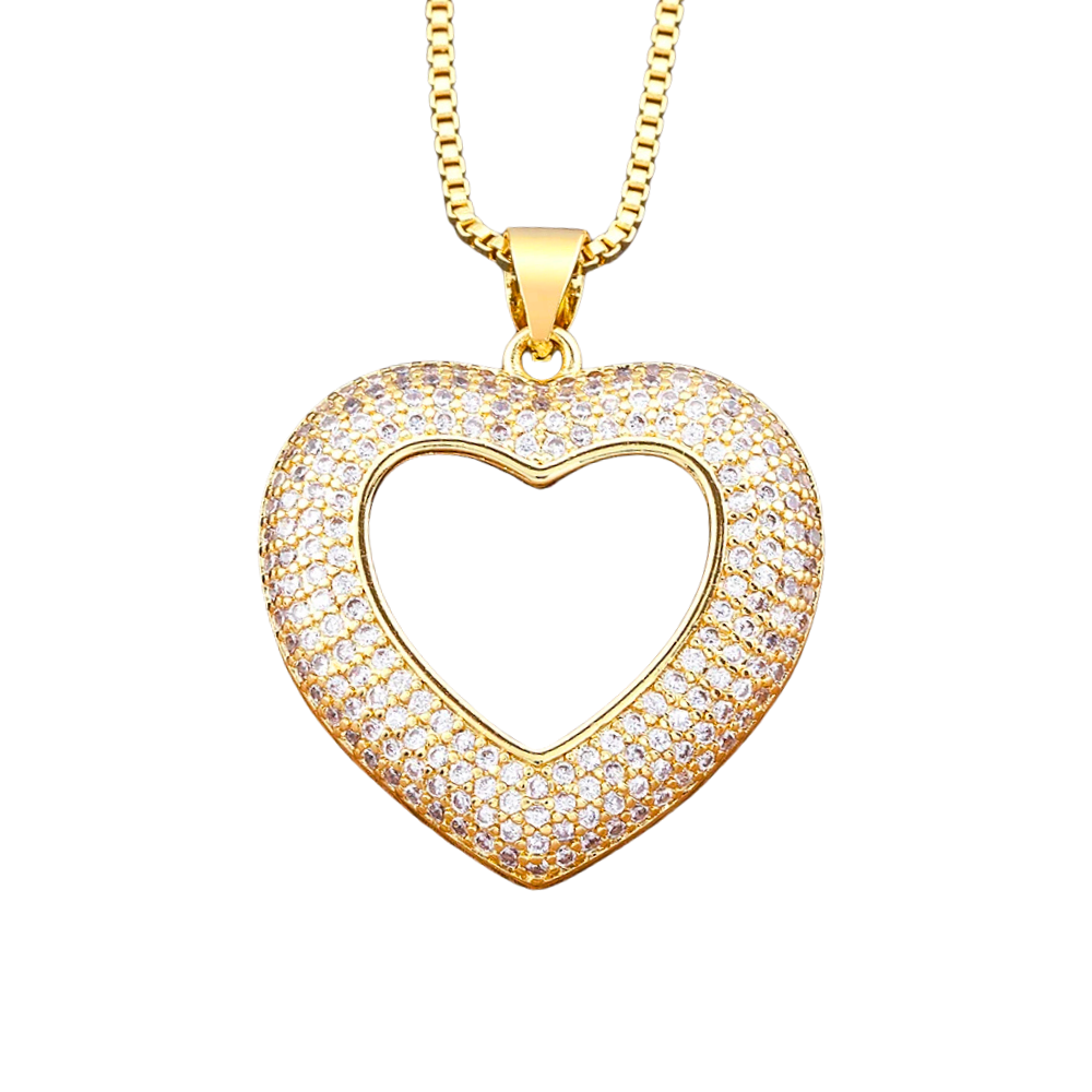 Collier Pendentif Coeur Strass Couleur blanc