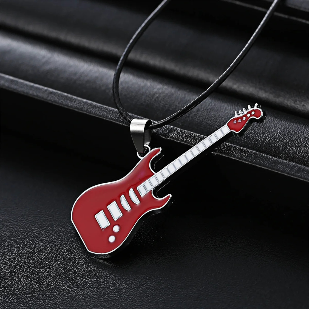 Collier Pendentif Guitare rouge