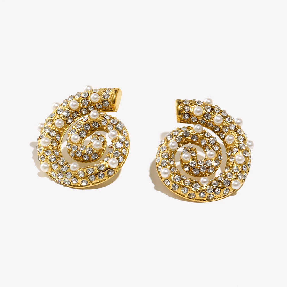 Boucles d'Oreilles Coquillages Cristaux or