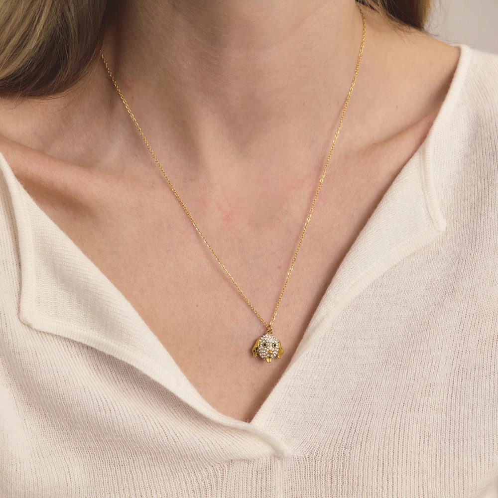 Collier Tête de Chien Strass femme
