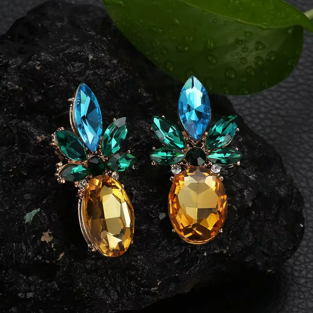Boucles d'Oreilles Ananas Originales couleur