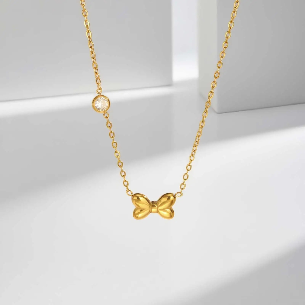 Collier Petit Noeud Or pendentif