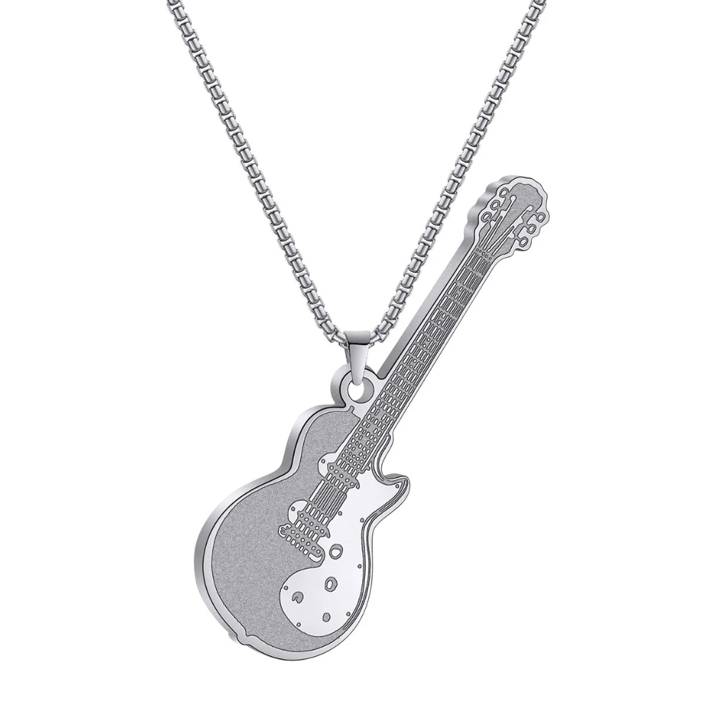 Collier Pendentif Guitare argent