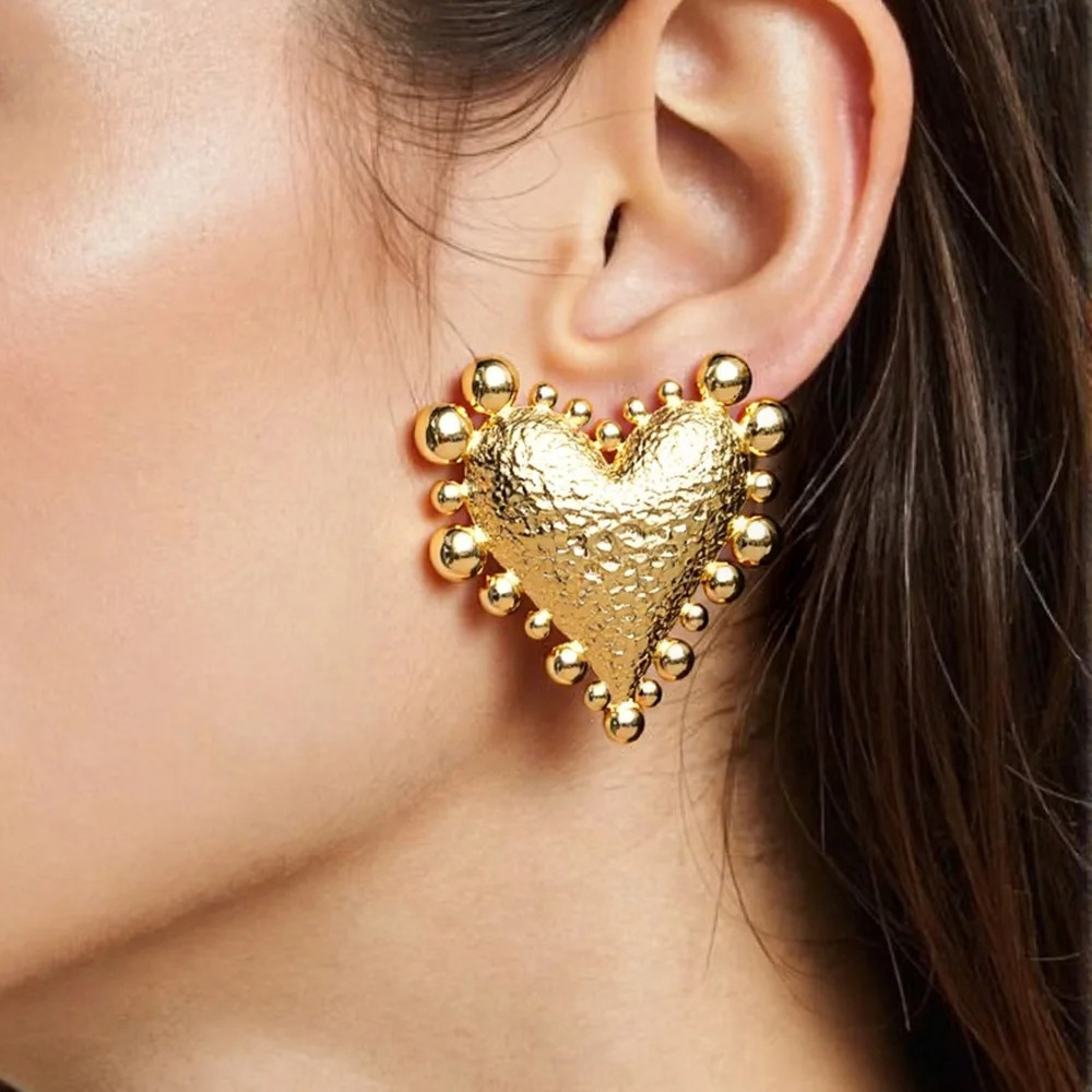 Boucles d'Oreilles Cœur Vintage or